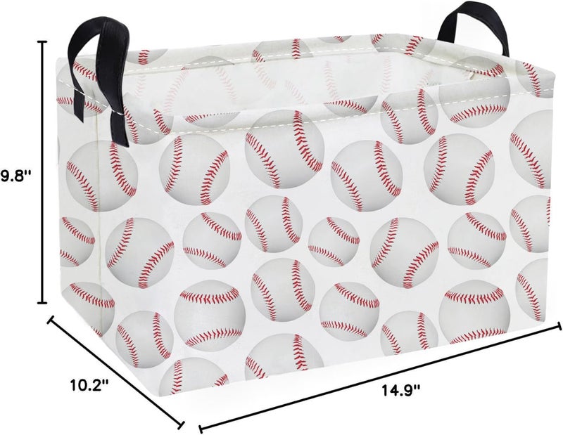 ESSME Rectangular Baseball Baskets,Kids Storage Box,Easter Basket for Girls with Handles for Room Decor, Book Bins,Shelf Basket.(Baseball basket) - Image 2